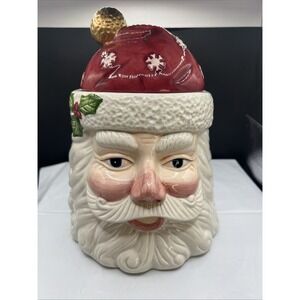 Vintage International Bazaar Christmas Santa Head Red Hat Ceramic Cookie Jar